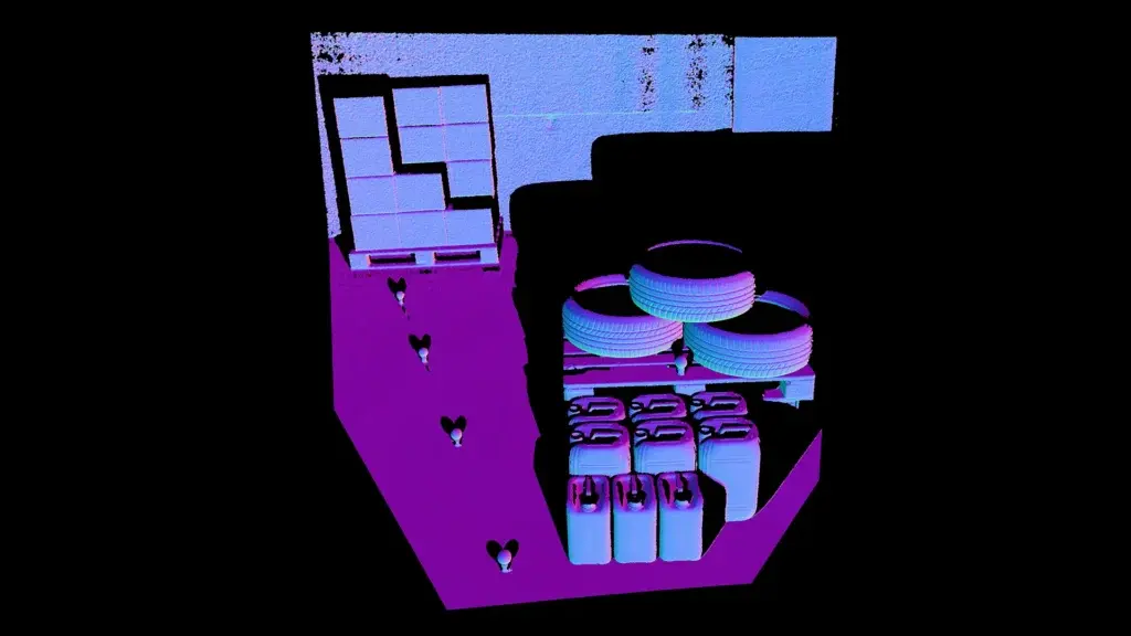 Normals of the logistics scene, 3D scan from 6 meters distance